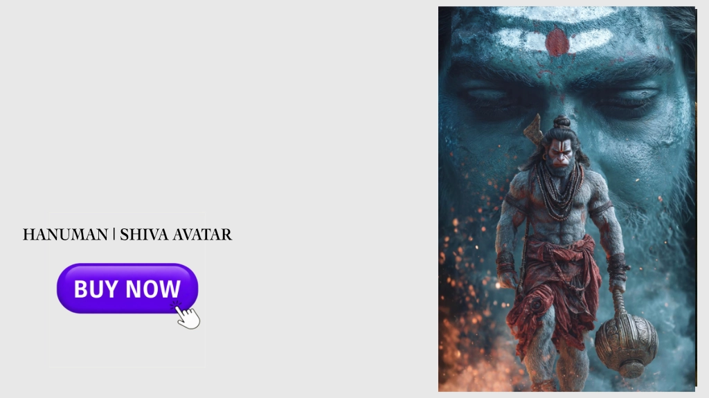 Imagen de hanuman delante de shiva como avatar