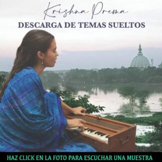 Devota de Krishna cantando con armonio en mayapur, es la portada de un disco de mantras