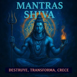 Carátula de cd de mantra de shiva con el texto destruye, transforma, crece.