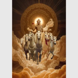 Imagen de Surya Bhagaván encima de sus caballos