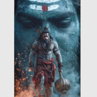 Hanuman in front of shiva as his avatar